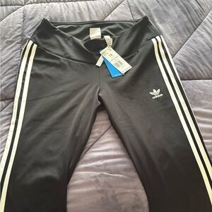 Adidas Women's Black Pants with White Stripes